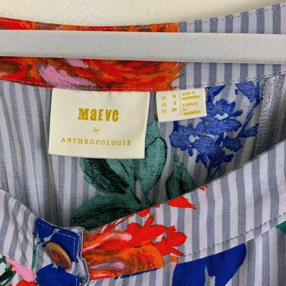 Maeve Lilorne Striped Floral Button Down Top - Picture 7 of 14
